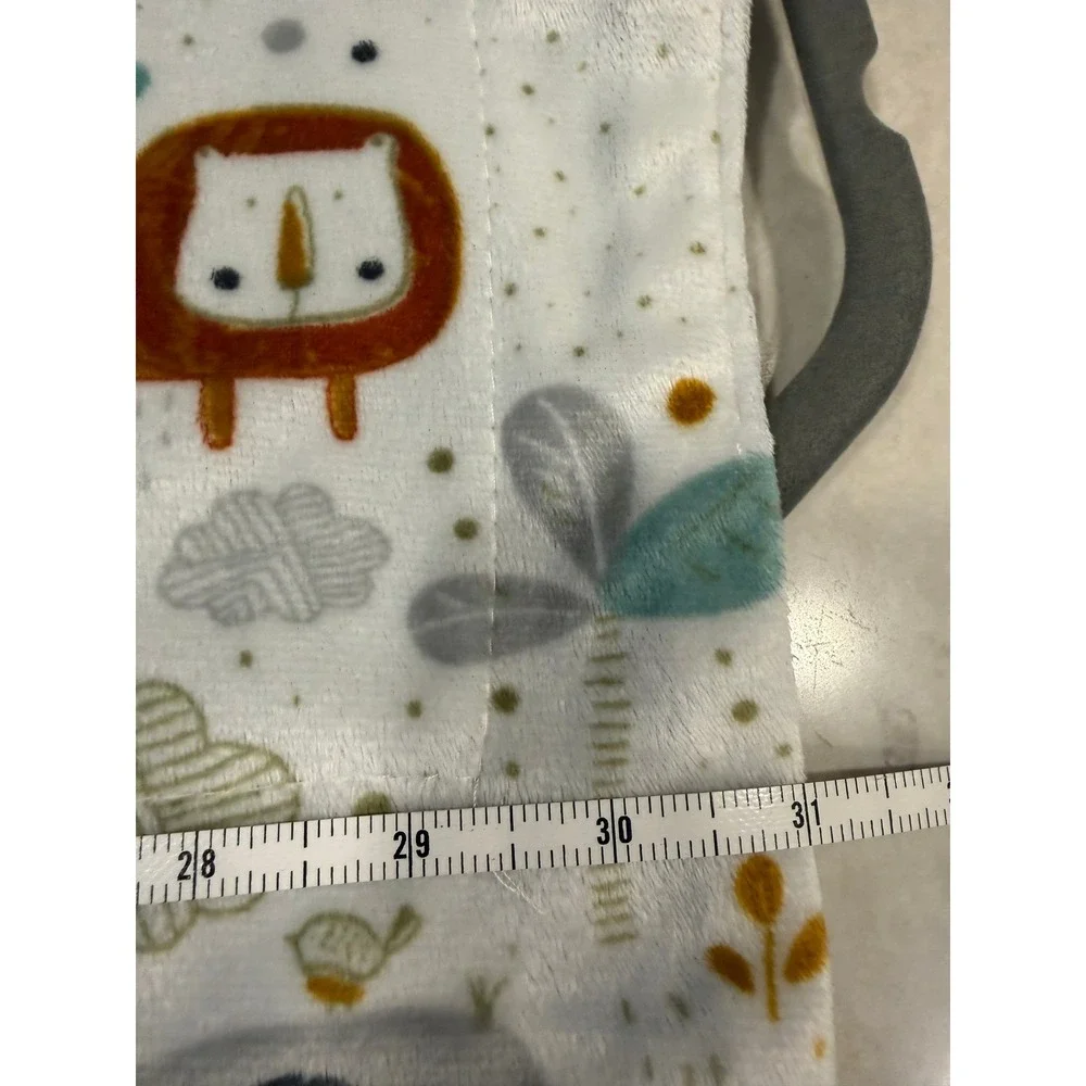 Lila & Jack Safari Animal Lion Elephant Striped Blue Baby Blanket AT2714